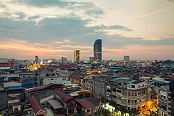 Phnom Penh, the capital city of Cambodia, sunset