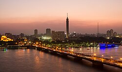 Cairo, the capital city of Egypt, late evening