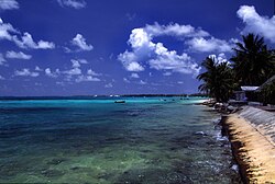 Funafuti, the capital city of Tuvalu, narrowest part
