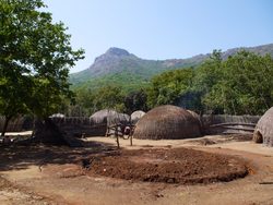 Landscape in Eswatini, traditional village
