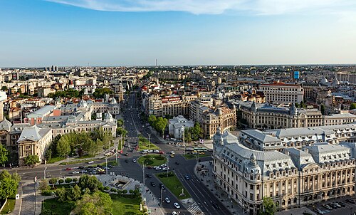 Landscape in Romania, bucharest university square cropped