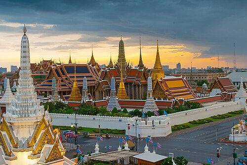 Landscape in Thailand, temple emerald buddha or wat phra kaew cropped