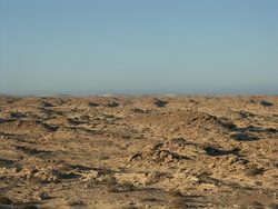 Landscape in Western Sahara, breast shaped hill