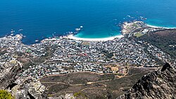 The mountain Table Mountain, cape town za blick auf camps bay